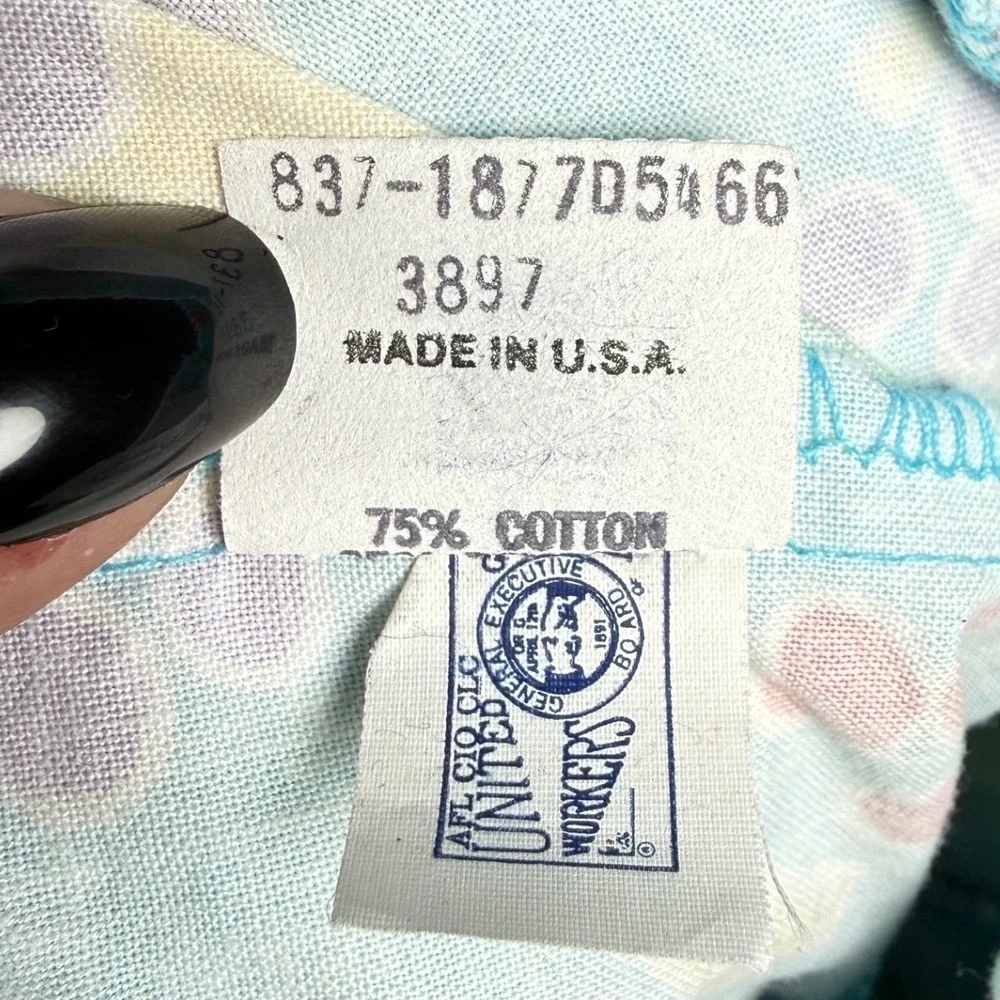 Vintage OshKosh Bgosh Fruit Print Overalls Kids Turquoise Vestbak USA Made Sze 5